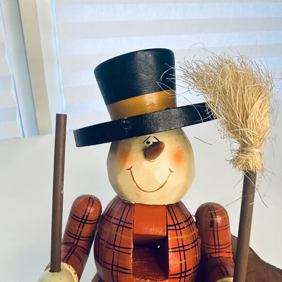 Handcrafted Wooden Snowman Nutcracker Holiday Decor Gift - Picture 7 of 10